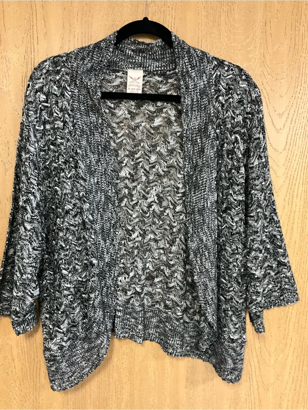 Faded Glory Black & White Marled Open-Front Cardigan